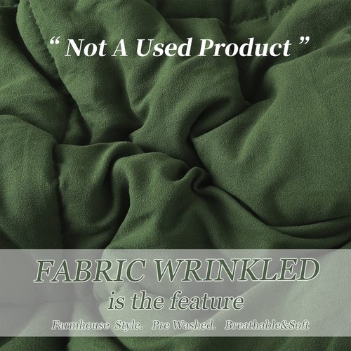 HIG 3pc Prewashed Green Queen Size Comforter Duvet Insert - All Season Quilte... - Picture 2 of 7
