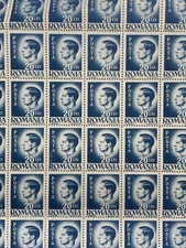 10x10 Sheet of 1946 Blue Romanian Stamps - Posta Romana (20 Lei)