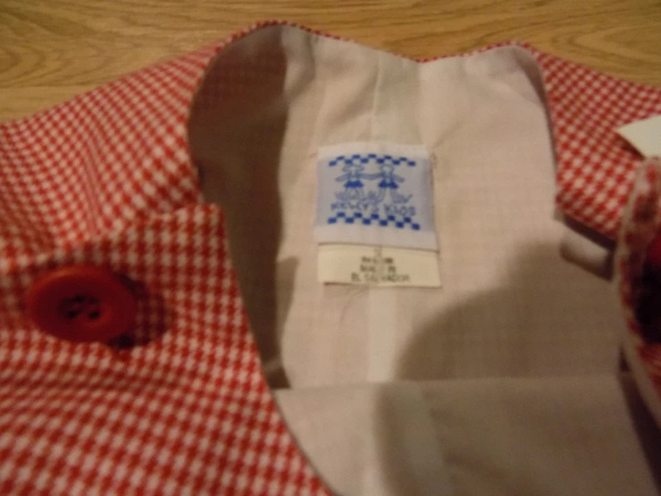 Size 2T Kelly's Kids Red White Plaid Rudolph Reindeer Holiday Longalls Romper  - Image 4 of 4