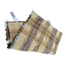 Lancioni 1973 Wool Blend Plaid Long Wrap Scarf Fringed Artisanal Classic