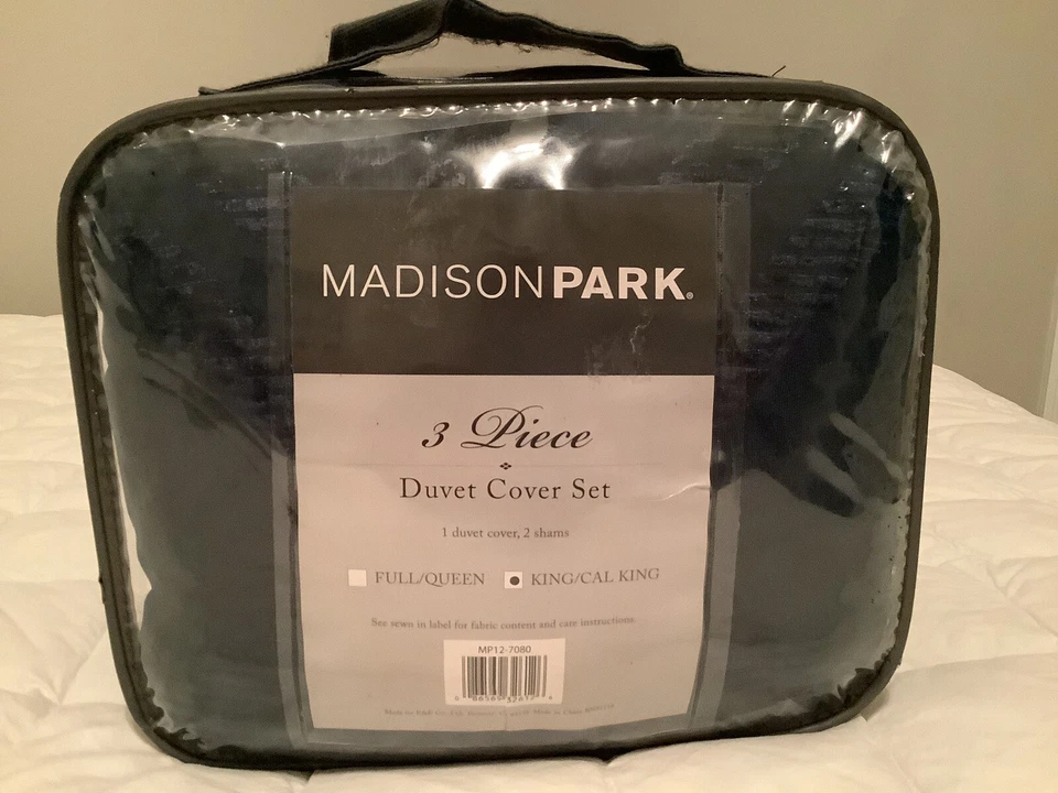 Conjunto de Capa de Edredom Madison Park King/Cal King Viscose Veludo Azul - Imagem 2 de 4