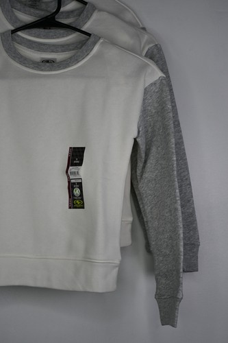 Girls' Athletic Works Fleece Crewneck 3-Pack Ivory/Grey S(6-6X) - Picture 3 of 4
