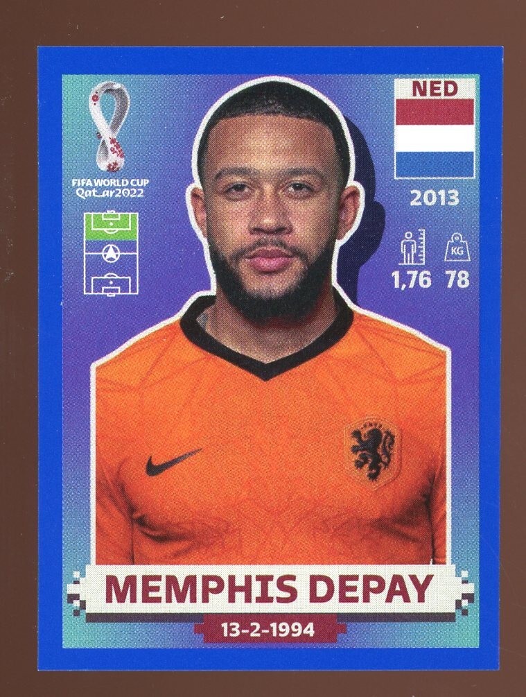 2022 Fifa World Cup Panini Sticker Blue Parallel MEMPHIS DEPAY Netherlands NED18