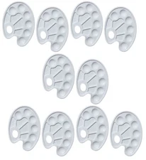 10 Pack Artist Plastic Palette for Oil, Acrylic, Watercolor Paints, 10 Sections