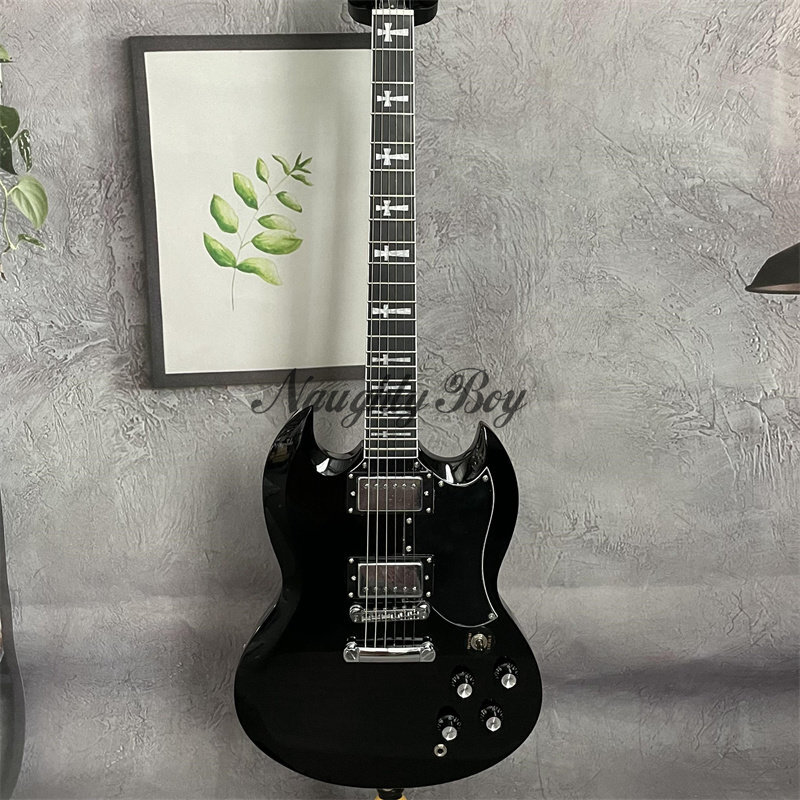 Maestro by Gibson SGスタイル エレキギター ブラック Factory Black SG Electric Guitar Mahogany Neck Cross Inlay