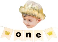 Wild Gold Pleather Fur Crown With one Birthday Party Banner Set Cake Smash on sale Wild Gold Pleather Fur Crown With one Birthday Party Banner Set Cake Smash on sale