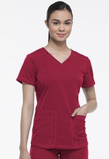 Red Dickies Scrubs Dynamix V Neck Top DK730 RED