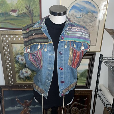 Joy Jou Multicolored Vest With Shells And Patches Vtg
