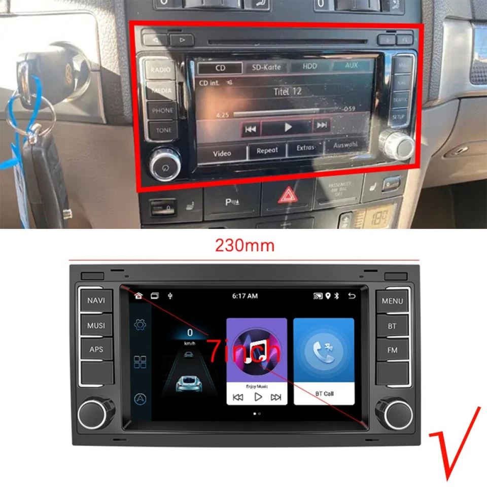 Android 15 DAB+ Autoradio GPS Navi WiFi für VW T5 Multivan V Touareg Transporter - Bild 4 von 4
