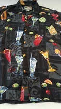 Paradise Found COCKTAIL HOUR Men's HAWAIIAN XL XLARGE DRINKING PARTYING BLACK