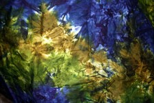 SPATTERED BATIK IN GOLD, BLUE AND GREEN - 100 COTTON FABRIC