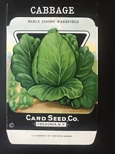 1920s Litho Antique Vintage Card Seed Co. Packet Cabbage Early Jersey - 5 left