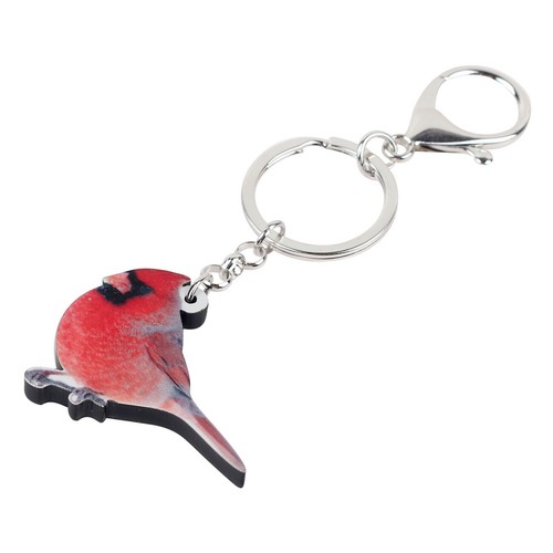 Acrylic Red Northern Cardinal Bird Keychains Car Key Ring Animals Charms Jewelry - Picture 3 of 5