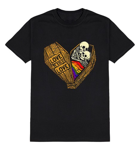 Camiseta gay para hombre y mujer Love Is Love esqueleto gótico LGBT Festival del Orgullo LGBTQ+ - Imagen 7 de 7