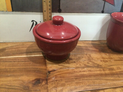 Sabatier Cannes burgundy red  speckled sugar bowl Stoneware 