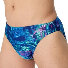 SPEEDO MENS SWIMMING BRIEFS.PRINTED PURPLE BLUE ENDURANCE+ TRUNKS SWIMMERS S26