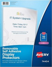 Avery 74404 Self-Adhesive Display Sheet Protectors, Letter Size, Clear, 10/Pack