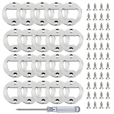 Bottle Opener Insert - 20 Sets Stainless Steel Inserts Kit with Screws Screwdriv