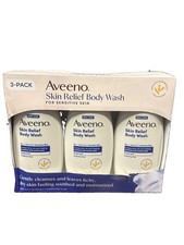 Aveeno Skin Relief Body Wash Fragrance Free 18 Fluid Ounce Pack of 3