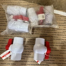 (6) PVC Ball Valve 1-1/2" Slip x Slip Fixture White QTY 6