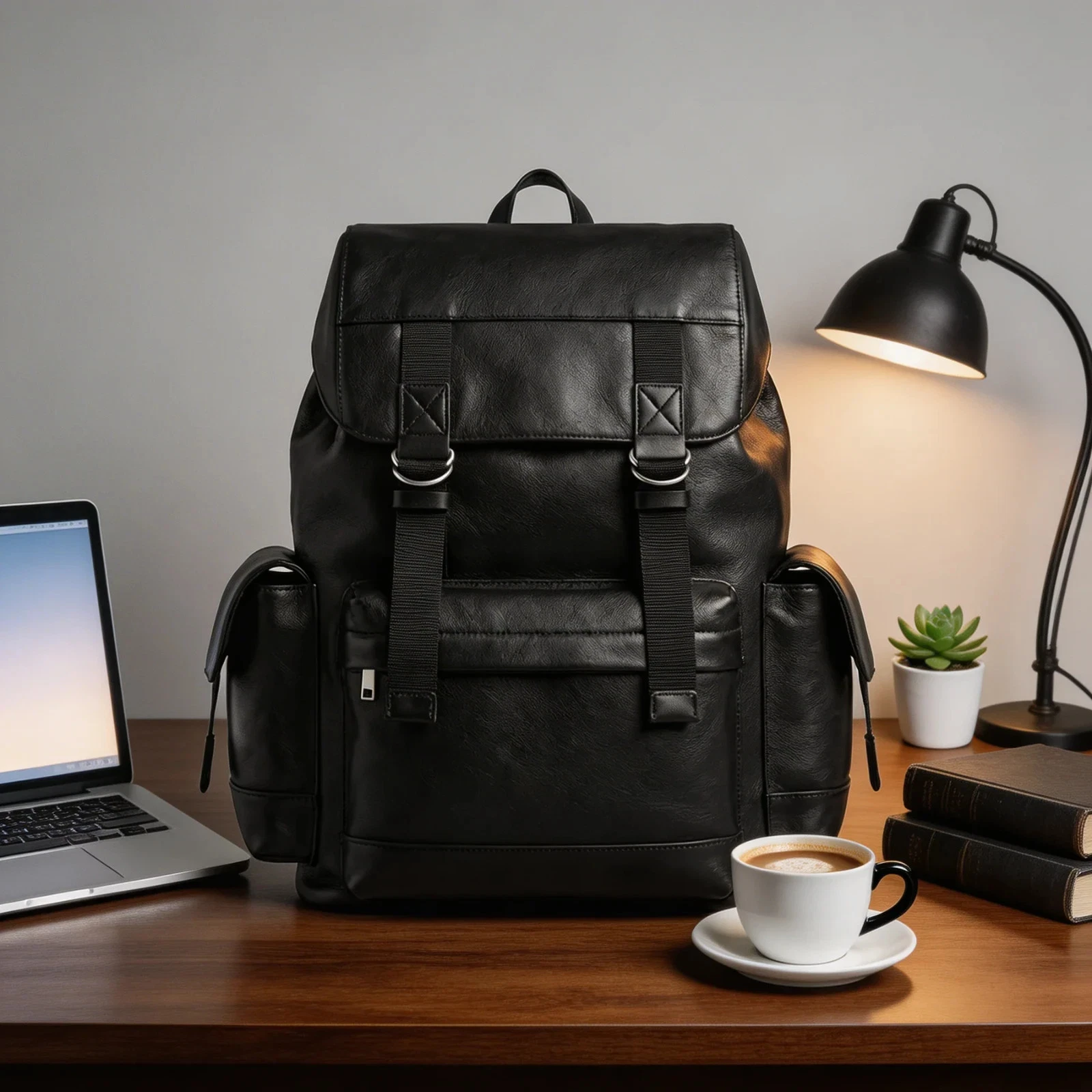 Full Grain Leather Backpackmen's Rugged Vintage Laptop Bag Travel Rucksack