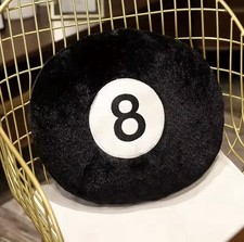 8 Ball Plush Pillow 35x35cm Black Pool Ball Cushion Soft Sofa Toy Decor Gift