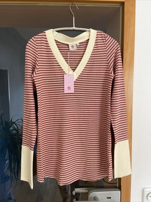 Bellybutton Shirt S Streifen V Creme Rot Umstand Schwangerschaft Langarm NEU