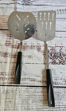 Vintage EKCO USA Slotted Spatula Lot of 2 Black Handle