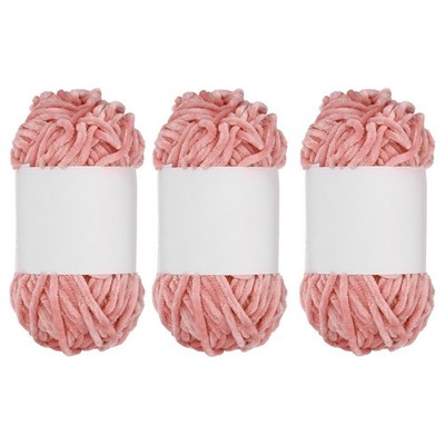 3pcs Red Brick Crochet Chenille Velvet Thick Yarn, 80m
