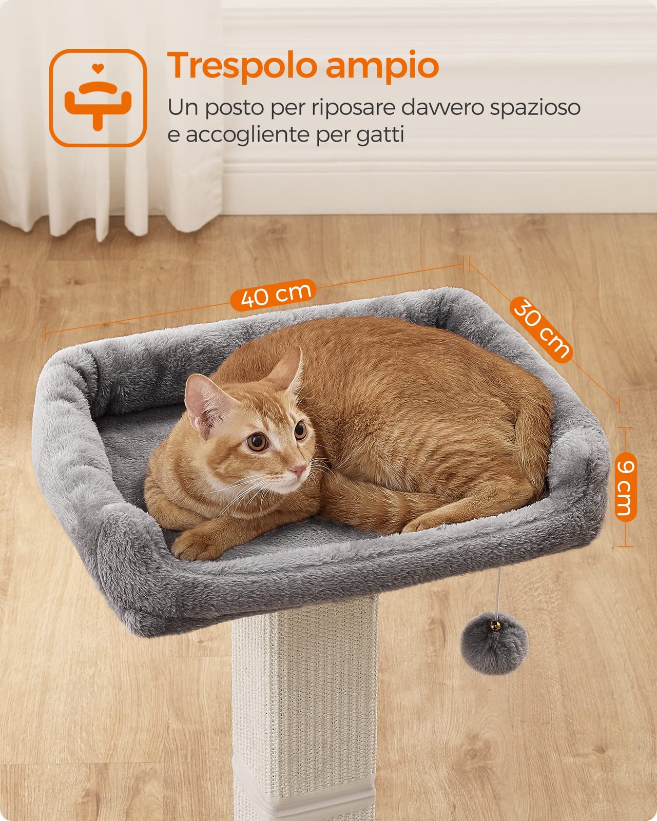 TIRAGRAFFI PER GATTI ADULTI COLONNA IN SISAL ALBERO PER GATTI GIOCO RIFUGIO 80CM foto 3