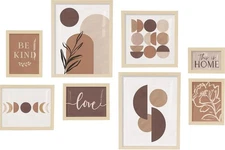 Modern Abstract Framed Wall Art, Aesthetic Minimalist Picture Frame Set for S...