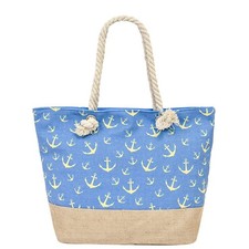 Large Canvas Beach Travel Tote Shoulder Bag 17' L x 5.5'W x 13'H, Anchor-2