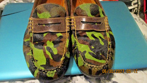 MARTIN DINGMAN MEN'S DESIGNER LEATHER CAMO LOAFERS               10M