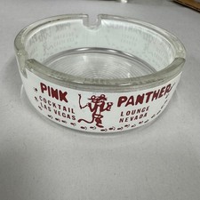 Cenicero de vidrio vintage Pink Panther Cocktail Lounge Las Vegas Nevada rojo transparente