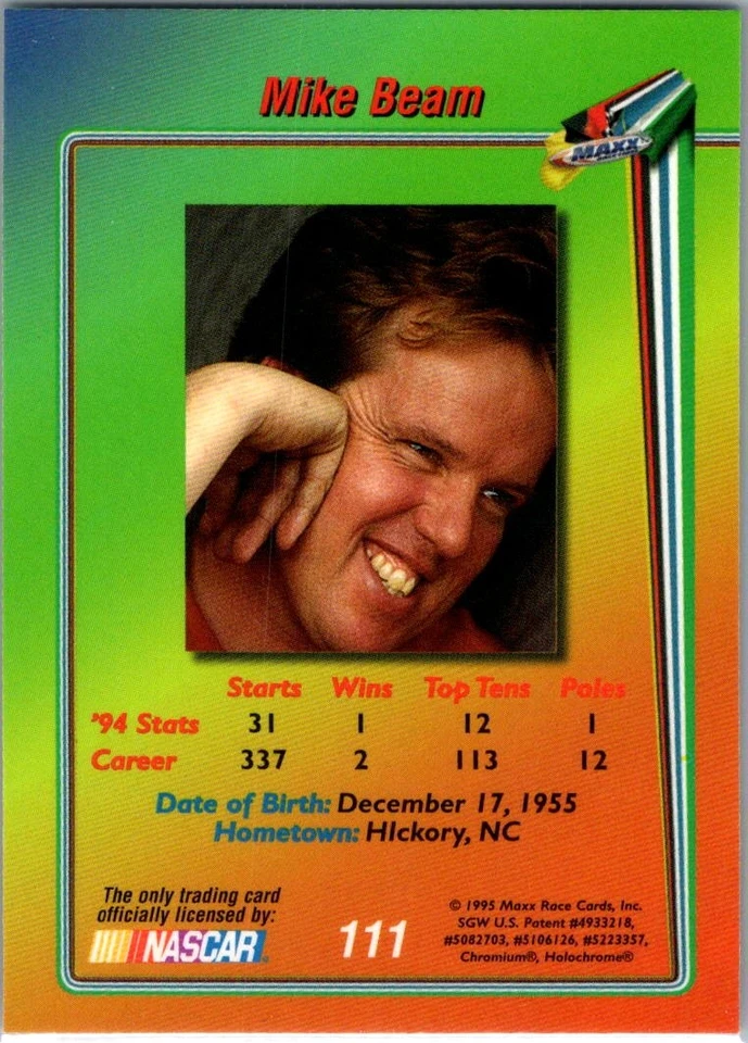 1995 Maxx Premier Plus #111 Mike Beam - Image 2 of 2