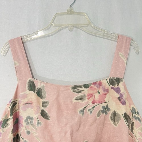 Vintage Sarah Elizabeth Damen Midikleid Übergröße 20 W rosa Blumen Leinenmischung - Bild 2 von 11