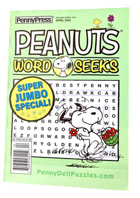 NEW Penny Press PEANUTS Charlie Brown Word Seek Search Puzzle Book April 2025