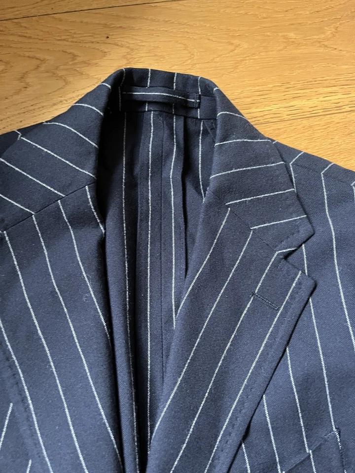 Drake’s Pinstripe Suit Navy IT48 UK38 - Image 2 of 4