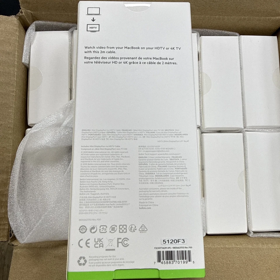 Belkin Mini DisplayPort to HDTV Cable 4K 2M - White - Image 2 of 3