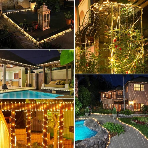 LED Lichtschlauch Außen 10m 100 LEDs warmweiß Party Garten - Bild 8 von 11