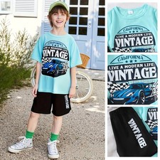 Newborn Baby Boy Girl Car Print Top T-shirt Shorts Outfits Set Clothes Tracksuit