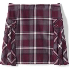 Lands' End School Uniform Girls 14 Side Pleat Plaid Skort Above Knee Burgandy