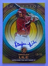 2022 Bowman Inception /50 Gold Daylen Lile SP Auto #PA-DLL - Nats Rookie