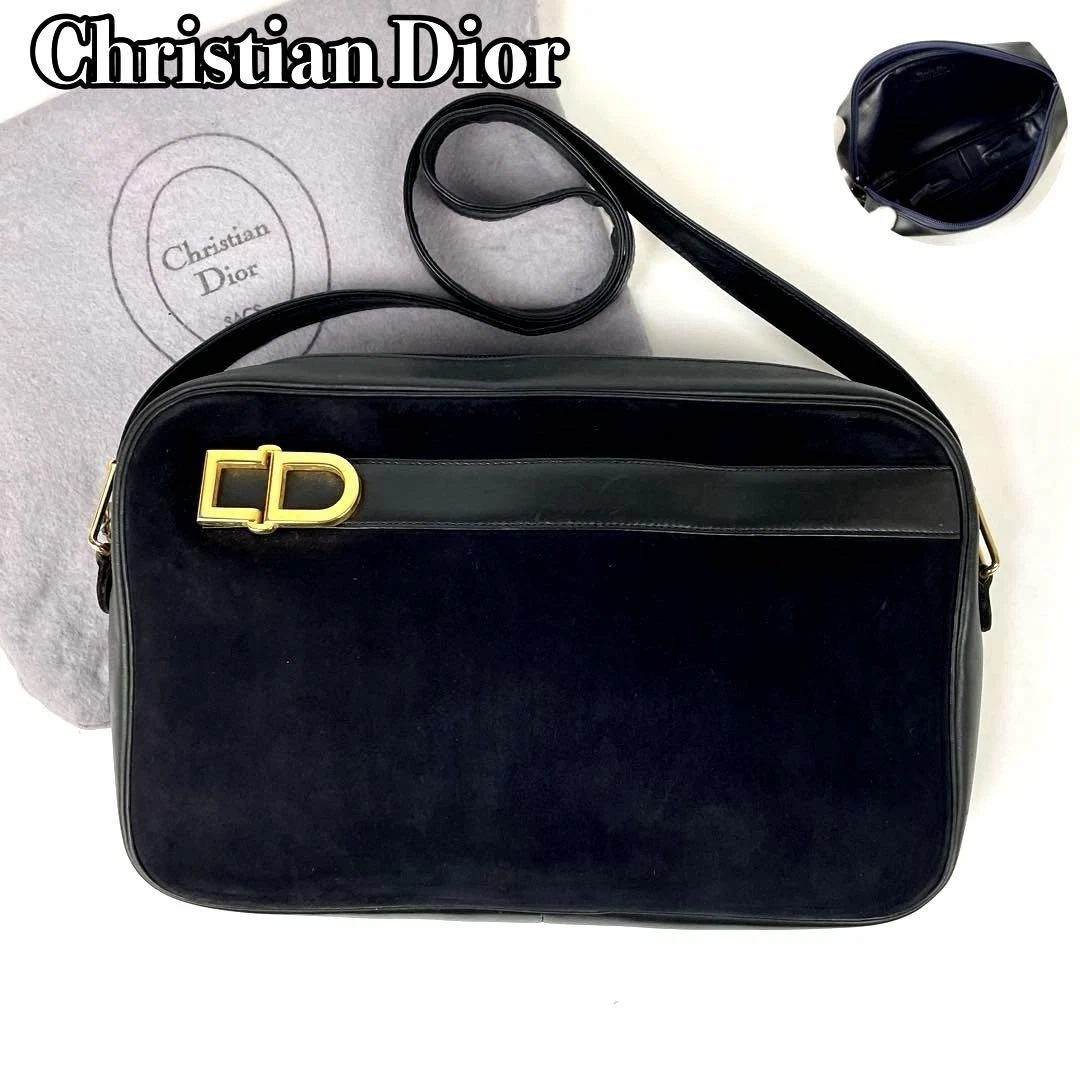 Sac bandoulière Dior CD quincaillerie dorée cuir daim noir