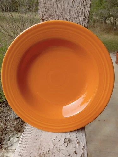NOS Fiestaware TANGERINE 9" diameter Rim Soup Bowl Homer Laughlin China NEW