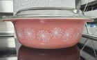 Vintage Pyrex 043 Oval Casserole Dish 1.5 Qt Pink Daisy