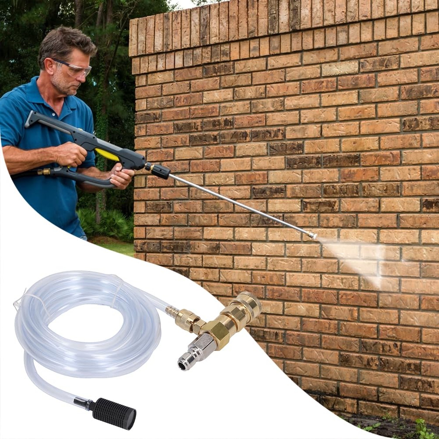 Chemical Injector, Adjustable Downstream Injector Kit Brass Stainless 3/8 Inc...