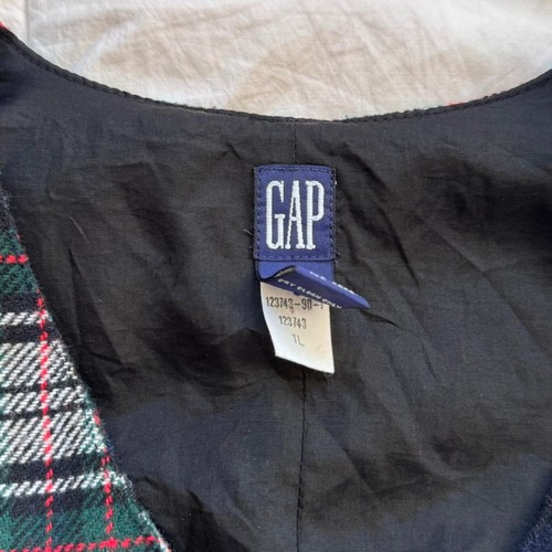 Vintage gap 90s multicolor plaid patchwork wool vest sz L academia artsy fall - Picture 2 of 8
