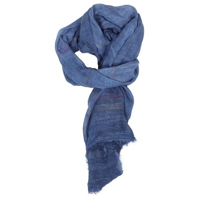 Soft Cotton Scarf Dark Blue Striped Comfortable Warm Scarf for Autumn and Winter
