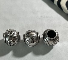 3 x Brighton BALI HEART Bead Silverplated Round Slide 3 Beads Bag J91712